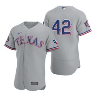 Men's Jackie Robinson Texas Rangers Flex Base Jersey Gray Gray