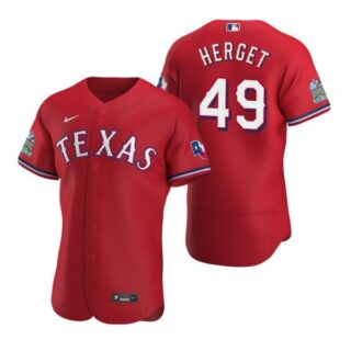 Men's Jimmy Herget Texas Rangers Flex Base Jersey Scarlet Scarlet