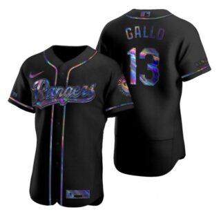 Men's Joey Gallo Texas Rangers Flex Base Jersey Black Holographic Black Holographic