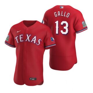 Men's Joey Gallo Texas Rangers Flex Base Jersey Black Holographic Scarlet