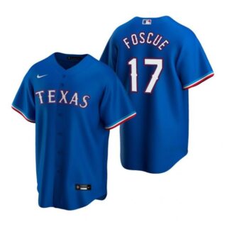 Men's Justin Foscue Texas Rangers Cool Base Jersey White Royal