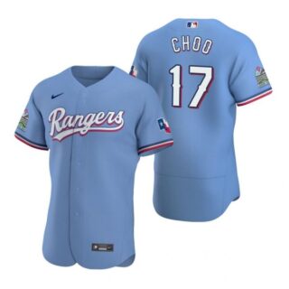 Men's Shin Soo Choo Texas Rangers Flex Base Jersey Light Blue Light Blue