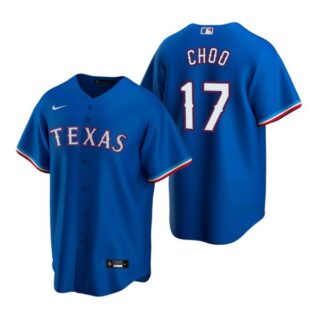 Men's Shin Soo Choo Texas Rangers Cool Base Jersey Gray Royal