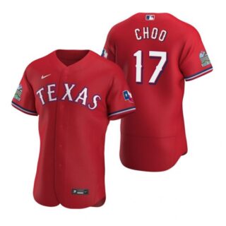 Men's Shin Soo Choo Texas Rangers Flex Base Jersey Light Blue Scarlet