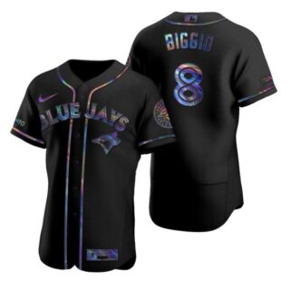 Men's Cavan Biggio Toronto Blue Jays Flex Base Jersey Gray Black Holographic