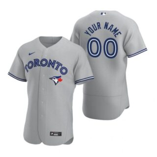 Men's Custom Toronto Blue Jays Flex Base Jersey Black Golden Gray