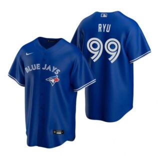 Men's Hyun Jin Ryu Toronto Blue Jays Cool Base Jersey Royal Royal