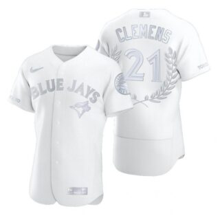 Men's Roger Clemens Toronto Blue Jays Flex Base Jersey Black Awards White Award