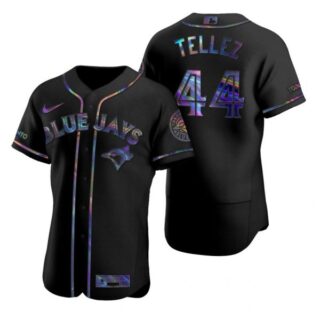 Men's Rowdy Tellez Toronto Blue Jays Flex Base Jersey Black Holographic Black Holographic