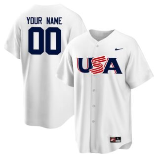 Men's USA Baseball National Team Custom Tokyo Olympic Cool Base Jersey Stitched - White