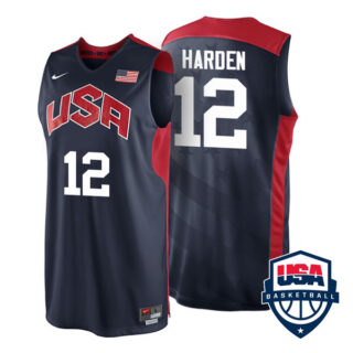 Men's #12 James Harden USA Basketball Dream Team London Olympics 2012 Jersey Navy