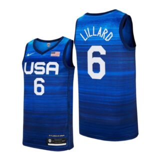 Men's #6 Damian Lillard USA Basketball Team Summer Olympics Jersey Blue