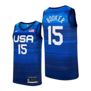 Men's #15 Devin Booker USA Basketball Team Summer Olympics Jersey Blue