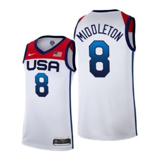 Men's #8 Khris Middleton USA Basketball Team Summer Olympics Jersey White