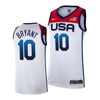 Men's #10 Kobe Bryant USA Basketball Team Summer Olympics Jersey White