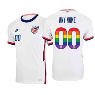 Men's Custom USMNT Rainbow Soccer Jersey LGBT Pride Shirts White