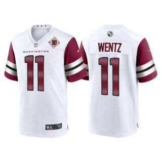 Men's Washington Commanders Carson Wentz 90th Anniversary Patch White Jerseys