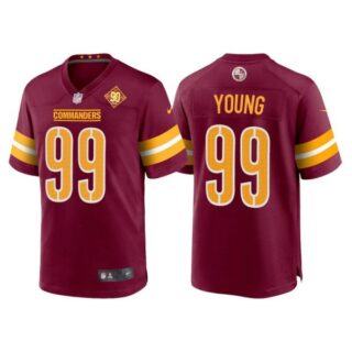 Men's Washington Commanders Chase Young 90th Anniversary Patch Burgundy Jerseys