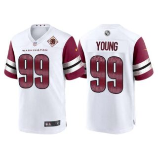 Men's Washington Commanders Chase Young 90th Anniversary Patch White Jerseys