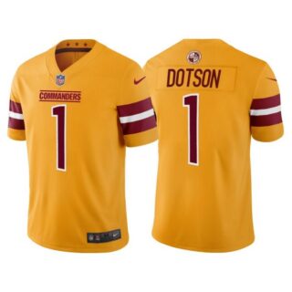 Men's Washington Commanders Jahan Dotson 2022 NFL Draft Stitched Jersey Gold