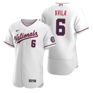 Men's Alex Avila Washington Nationals Flex Base Jersey Red White Alternate