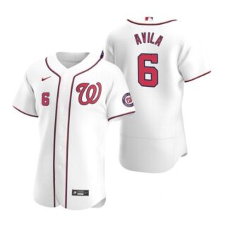 Men's Alex Avila Washington Nationals Flex Base Jersey Red White Home