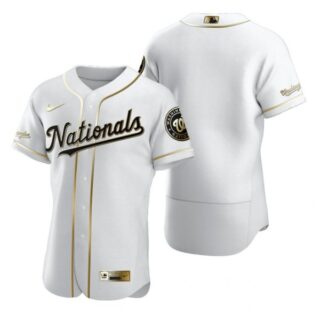 Men's Blank Washington Nationals Flex Base Jersey White Golden White Golden