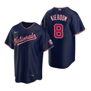 Men's Carter Kieboom Washington Nationals Cool Base Jersey White Home Navy
