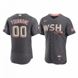 Men's Flex Base Custom Washington Nationals Gray 2022 City Connect Cherry Blossom Jersey