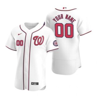 Men's Custom Washington Nationals Flex Base Jersey Black Award White Home