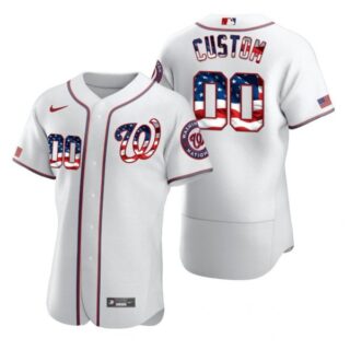 Men's Custom Washington Nationals Flex Base Jersey Black Award White Stars