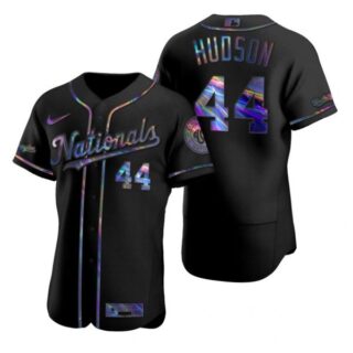 Men's Daniel Hudson Washington Nationals Flex Base Jersey Black Golden Black Holographic
