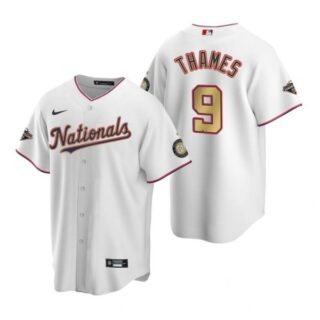 Men's Eric Thames Washington Nationals Cool Base Jersey White Gold World Series Champions White Gold WS