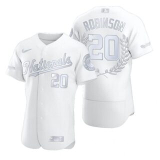 Men's Frank Robinson Washington Nationals Flex Base Jersey Black Award White Award