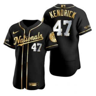Men's Howie Kendrick Washington Nationals Flex Base Jersey Black Golden Black Golden