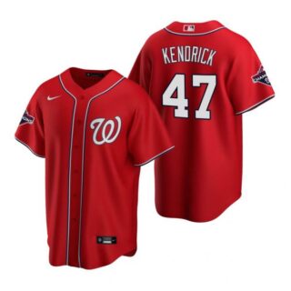 Men's Howie Kendrick Washington Nationals Cool Base Jersey Navy World Series Champions Red WS