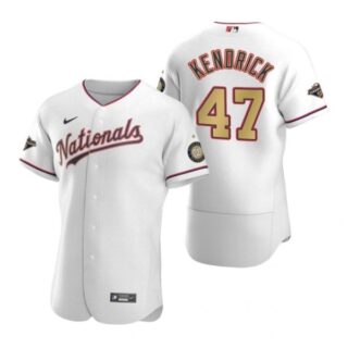 Men's Howie Kendrick Washington Nationals Flex Base Jersey Navy World Series Champions White Gold WS