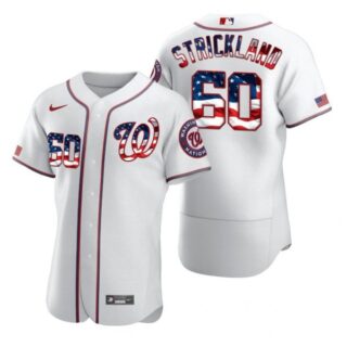 Men's Hunter Strickland Washington Nationals Flex Base Jersey White Alternate White Stars