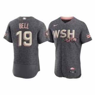 Men's Flex Base Josh Bell Washington Nationals Gray 2022 City Connect Cherry Blossom Jersey