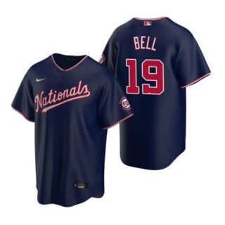 Men's Josh Bell Washington Nationals Cool Base Jersey Red Navy