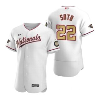 Men's Juan Soto Washington Nationals Flex Base Jersey White Gold World Series Champions White Gold WS