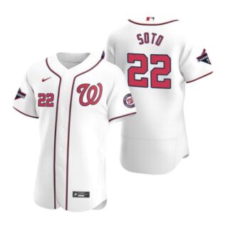 Men's Juan Soto Washington Nationals Flex Base Jersey White Gold World Series Champions White WS