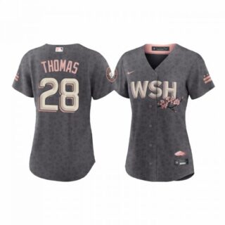 Women's Lane Thomas Washington Nationals Gray 2022 City Connect Cherry Blossom Jersey