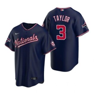 Men's Michael A. Taylor Washington Nationals Cool Base Jersey White Gold World Series Champions Navy WS