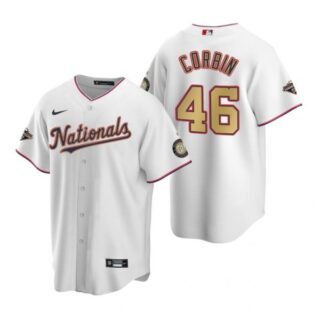 Men's Patrick Corbin Washington Nationals Cool Base Jersey Navy World Series Champions White Gold WS