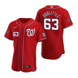 Men's Sean Doolittle Washington Nationals Flex Base Jersey White World Series Champions Red WS