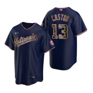 Men's Starlin Castro Washington Nationals Cool Base Jersey Navy 2021 Memorial Day Navy 2021 Memorial Day