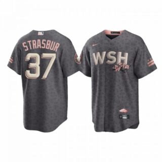 Youth Stephen Strasburg Washington Nationals City Connect Cherry Blossom Jersey Gray