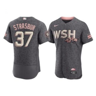 Men's Flex Base Stephen Strasburg Washington Nationals Gray 2022 City Connect Cherry Blossom Jersey
