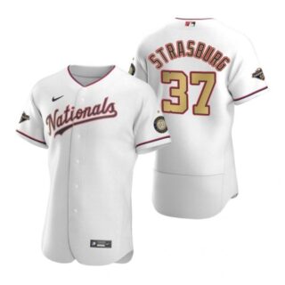 Men's Stephen Strasburg Washington Nationals Flex Base Jersey White Gold World Series Champions White Gold WS